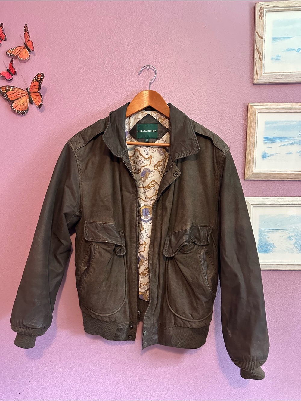 Hill & Archer brown leather jacket